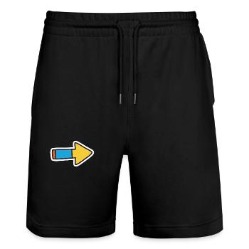 Comic Arrow Direction Right - Stanley/Stella Trainer Unisex Organic Jogging Shorts - black - Front - Nik (191cm) & Marisol (170cm)