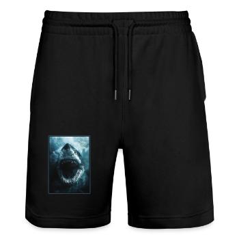 Sharks Shark - Stanley/Stella Trainer Unisex Organic Jogging Shorts - black - Front - Nik (191cm) & Marisol (170cm)