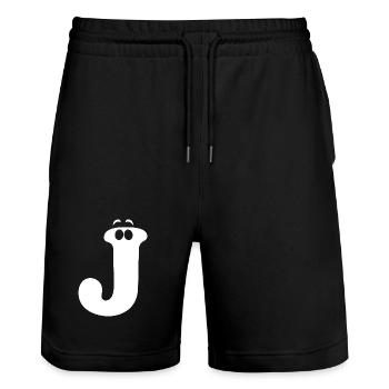 Large J Style Print | Letter J funny J logo - Stanley/Stella Trainer Unisex Organic Jogging Shorts - black - Front - Nik (191cm) & Marisol (170cm)
