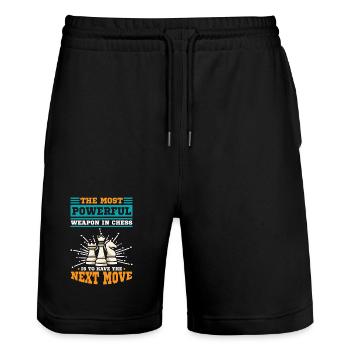 Chess Chess Player Chessboard - Stanley/Stella Trainer Unisex Organic Jogging Shorts - black - Front - Nik (191cm) & Marisol (170cm)