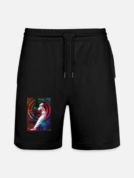 Golfer in einem bunten Strudel - Stanley/Stella Unisex Bio Joggingshorts Trainer - Schwarz