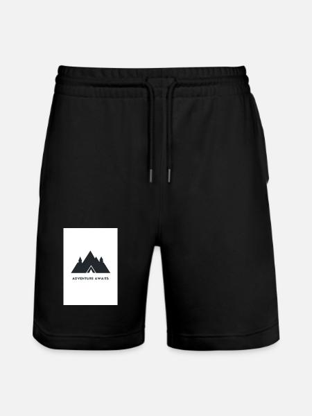 Adventure Awaits Mountains Design - Stanley/Stella Trainer Unisex Organic Jogging Shorts - black