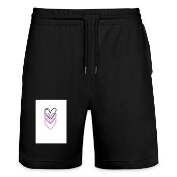 Drei ineinander verschlungene Herzen in Neonfarben - Stanley/Stella Unisex Bio Joggingshorts Trainer  - Schwarz - Vorne - Nik (191cm) & Marisol (170cm)