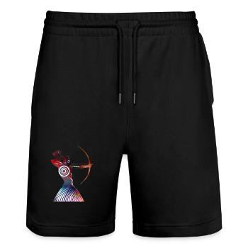 Archer bouclier coloré - Short de jogging bio TRAINER Stanley/Stella unisexe - noir - Devant - Nik (191cm) & Marisol (170cm)