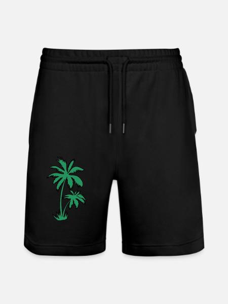 Palm tree - Stanley/Stella Trainer Unisex Organic Jogging Shorts - black