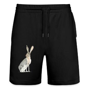 Lapin avec de longues cuillères - Short de jogging bio TRAINER Stanley/Stella unisexe - noir - Devant - Nik (191cm) & Marisol (170cm)