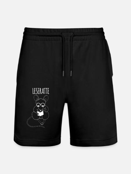 Lesen Leseratte Buch - Stanley/Stella Unisex Bio Joggingshorts Trainer - Schwarz
