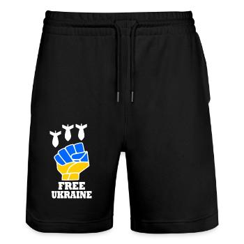 Ukraine - Stanley/Stella Unisex Bio Joggingshorts Trainer  - Schwarz - Vorne - Nik (191cm) & Marisol (170cm)