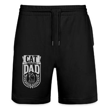 Cat Dad Laurel Wreath Design - Short de jogging bio TRAINER Stanley/Stella unisexe - noir - Devant - Nik (191cm) & Marisol (170cm)