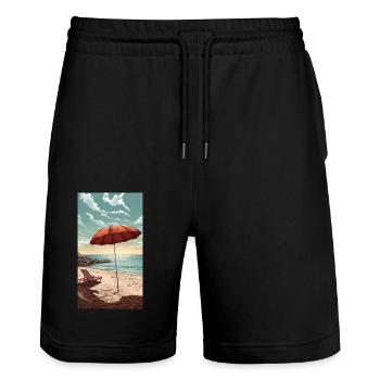 Plage - Short de jogging bio TRAINER Stanley/Stella unisexe - noir - Devant - Nik (191cm) & Marisol (170cm)