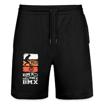 BMX Bike Biker Stunt Trick Freestyle Vintage - Short de jogging bio TRAINER Stanley/Stella unisexe - noir - Devant - Nik (191cm) & Marisol (170cm)
