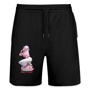 Sweet Dreams - Stanley/Stella Trainer Unisex Organic Jogging Shorts - black - Front - Nik (191cm) & Marisol (170cm)