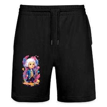 Le petit Mozart 01 - Short de jogging bio TRAINER Stanley/Stella unisexe - noir - Devant - Nik (191cm) & Marisol (170cm)