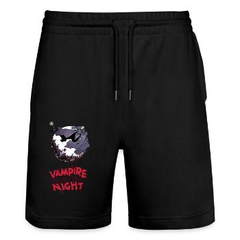 For Comic Fans - "Vampire Saves the Night" - Stanley/Stella Trainer Unisex Organic Jogging Shorts - black - Front - Nik (191cm) & Marisol (170cm)