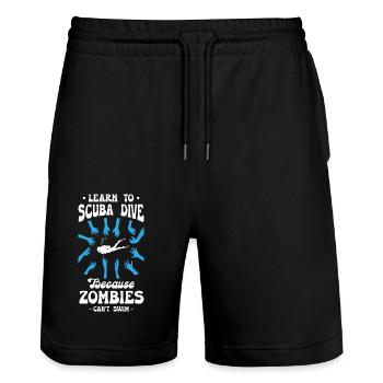 Learn To Scuba Dive Because Zombies Can t Swim - Stanley/Stella Unisex Bio Joggingshorts Trainer  - Schwarz - Vorne - Nik (191cm) & Marisol (170cm)