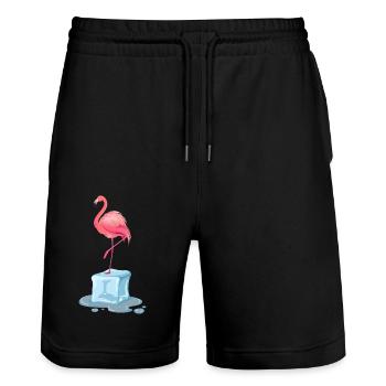 exotischer Eisbade-Flamingo Winterschwimmen eisbad - Stanley/Stella Unisex Bio Joggingshorts Trainer  - Schwarz - Vorne - Nik (191cm) & Marisol (170cm)