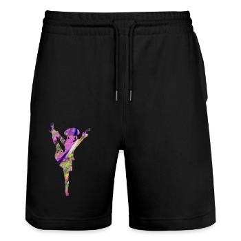 Gardetanz,Gardetänzerin,karneval,fasching,graffiti - Stanley/Stella Unisex Bio Joggingshorts Trainer  - Schwarz - Vorne - Nik (191cm) & Marisol (170cm)