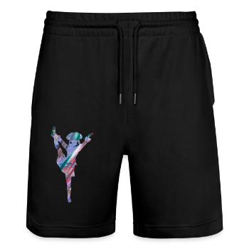 Gardetanz,Gardetänzerin,karneval,fasching,graffiti - Stanley/Stella Unisex Bio Joggingshorts Trainer  - Schwarz - Vorne - Nik (191cm) & Marisol (170cm)