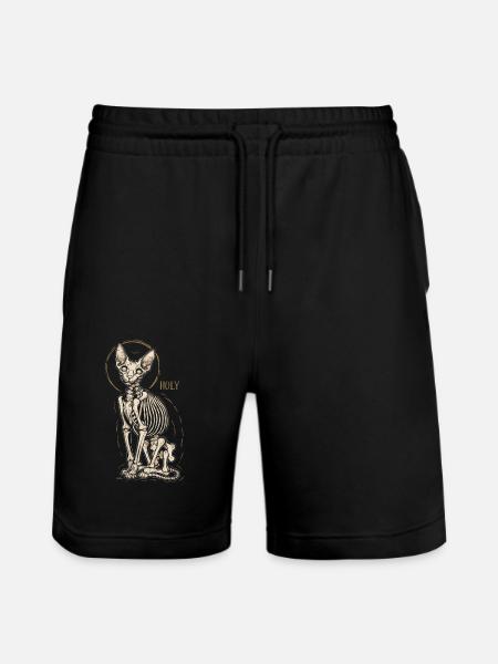 Cat Sphinx Skeleton Tattoo - Stanley/Stella Trainer Unisex Organic Jogging Shorts - black