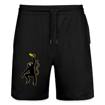 Curious about a beer. Labour professor - Stanley/Stella Trainer Unisex Organic Jogging Shorts - black - Front - Nik (191cm) & Marisol (170cm)