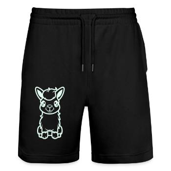 lama al paka comic - Stanley/Stella Unisex Bio Joggingshorts Trainer  - Schwarz - Vorne - Nik (191cm) & Marisol (170cm)