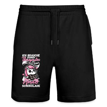Funny Horse Saying Therapist Horse - Stanley/Stella Trainer Unisex Organic Jogging Shorts - black - Front - Nik (191cm) & Marisol (170cm)