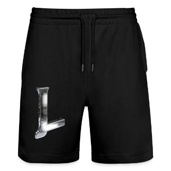 Chrome ,, L " Metallic - Stanley/Stella Unisex Bio Joggingshorts Trainer  - Schwarz - Vorne - Nik (191cm) & Marisol (170cm)