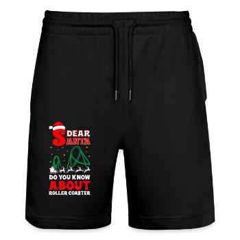 Cher Père Noël, connaissez-vous les montagnes russes - Short de jogging bio TRAINER Stanley/Stella unisexe - noir - Devant - Nik (191cm) & Marisol (170cm)