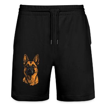 Berger Belge Malinois Portrait Chiens - Short de jogging bio TRAINER Stanley/Stella unisexe - noir - Devant - Nik (191cm) & Marisol (170cm)