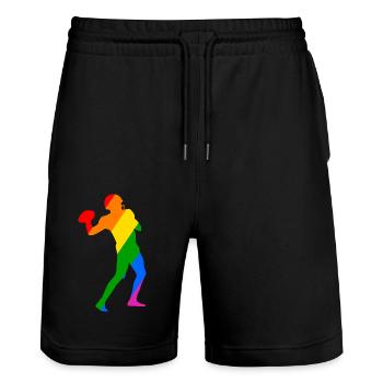 Rainbow Football Player - Stanley/Stella Unisex Bio Joggingshorts Trainer  - Schwarz - Vorne - Nik (191cm) & Marisol (170cm)