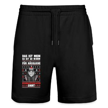 Santa Claus Christmas Ugly Christmas - Stanley/Stella Trainer Unisex Organic Jogging Shorts - black - Front - Nik (191cm) & Marisol (170cm)