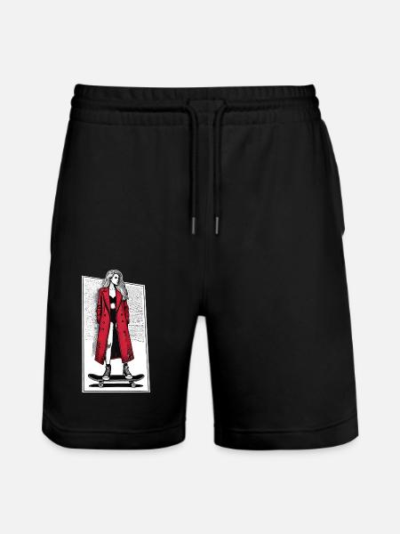 Mädchen auf Skateboard - Stanley/Stella Unisex Bio Joggingshorts Trainer  - Schwarz