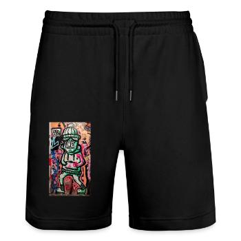Special Bro - Stanley/Stella Unisex Bio Joggingshorts Trainer  - Schwarz - Vorne - Nik (191cm) & Marisol (170cm)
