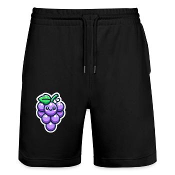 Happy Cartoon Grapes - Stanley/Stella Trainer Unisex Organic Jogging Shorts - black - Front - Nik (191cm) & Marisol (170cm)