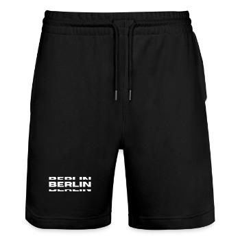 berlin - Stanley/Stella Unisex Bio Joggingshorts Trainer  - Schwarz - Vorne - Nik (191cm) & Marisol (170cm)
