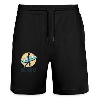 Biarritz France Beach Surfer - Short de jogging bio TRAINER Stanley/Stella unisexe - noir - Devant - Nik (191cm) & Marisol (170cm)