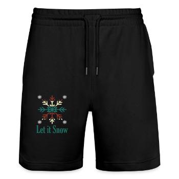 Let it Snow - Stanley/Stella Unisex Bio Joggingshorts Trainer  - Schwarz - Vorne - Nik (191cm) & Marisol (170cm)
