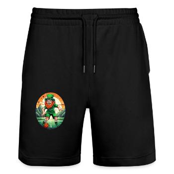 St. Patrick's Day Kleeblatt Basketball - Stanley/Stella Unisex Bio Joggingshorts Trainer  - Schwarz - Vorne - Nik (191cm) & Marisol (170cm)