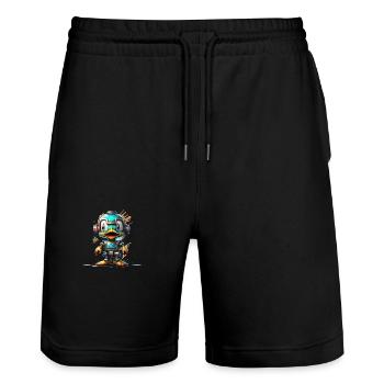 Robot Duck - Stanley/Stella Trainer Unisex Organic Jogging Shorts - black - Front - Nik (191cm) & Marisol (170cm)