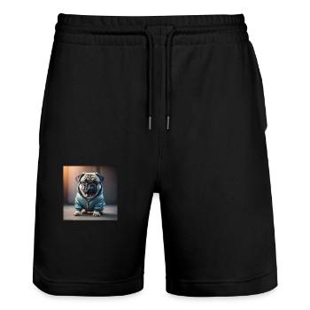 Rock Pug 2 - Stanley/Stella Unisex Bio Joggingshorts Trainer  - Schwarz - Vorne - Nik (191cm) & Marisol (170cm)