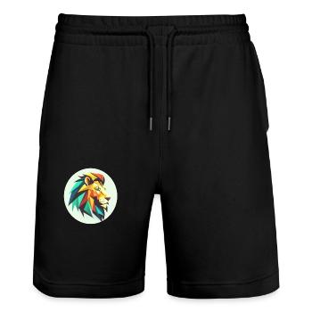 Löwenkopf - Stanley/Stella Unisex Bio Joggingshorts Trainer  - Schwarz - Vorne - Nik (191cm) & Marisol (170cm)