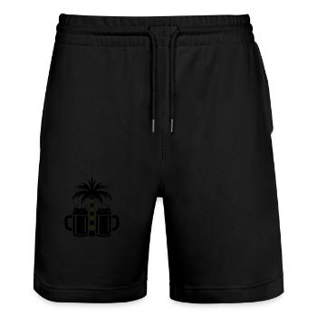 Beer Palm Trees Beach - Stanley/Stella Trainer Unisex Organic Jogging Shorts - black - Front - Nik (191cm) & Marisol (170cm)