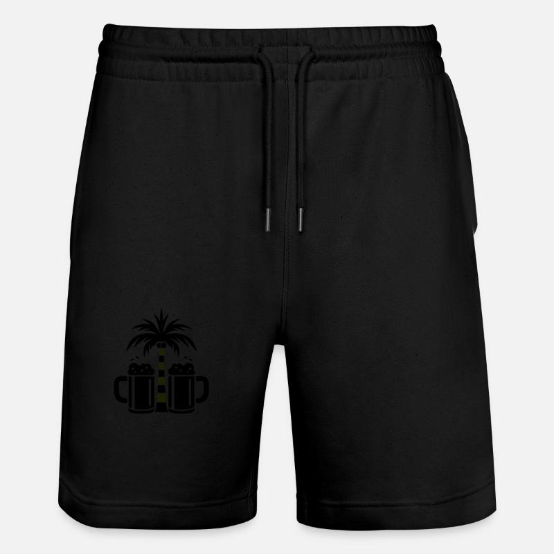 Beer Palm Trees Beach - Stanley/Stella Trainer Unisex Organic Jogging Shorts - black