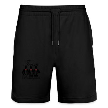 Hochzeit Bräutigam Team - Stanley/Stella Unisex Bio Joggingshorts Trainer  - Schwarz - Vorne - Nik (191cm) & Marisol (170cm)