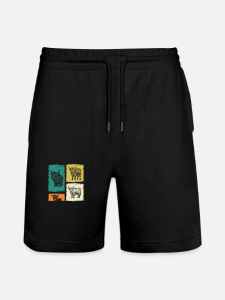 Cow Cattle Highland Cattle - Stanley/Stella Trainer Unisex Organic Jogging Shorts - black