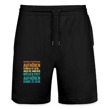 Ich Wollte Aufhören Gemein Zu Sein - Stanley/Stella Unisex Bio Joggingshorts Trainer  - Schwarz - Vorne - Nik (191cm) & Marisol (170cm)