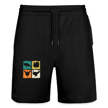 Hühner Hahn Truthahn - Stanley/Stella Unisex Bio Joggingshorts Trainer  - Schwarz - Vorne - Nik (191cm) & Marisol (170cm)