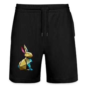 Lapin en origami - Short de jogging bio TRAINER Stanley/Stella unisexe - noir - Devant - Nik (191cm) & Marisol (170cm)