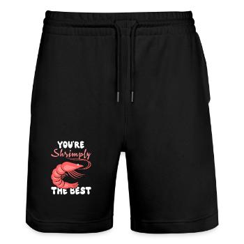 Crevettes le meilleur – Motif drôle de crevette - Short de jogging bio TRAINER Stanley/Stella unisexe - noir - Devant - Nik (191cm) & Marisol (170cm)