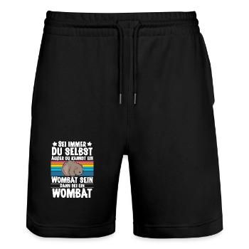 Wombat - Stanley/Stella Unisex Bio Joggingshorts Trainer  - Schwarz - Vorne - Nik (191cm) & Marisol (170cm)